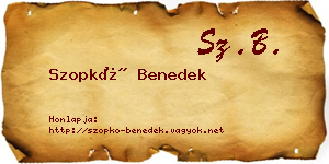 Szopkó Benedek névjegykártya